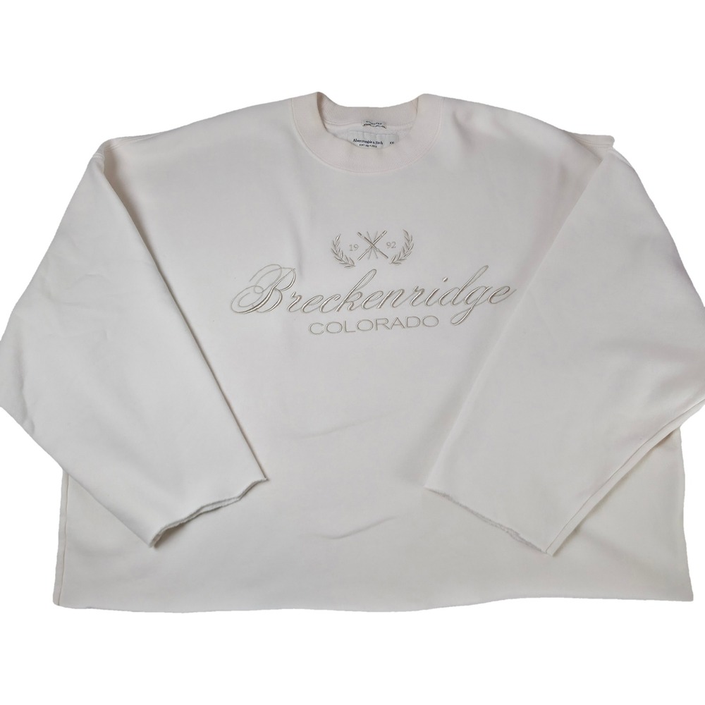 Abercrombie & Fitch Sweatshirt Womens XXL White Breckenridge Oversized Excellent